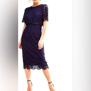 ASOS PETITE Lace Crop Top Midi Pencil Dress